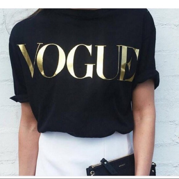 Tops | Vogue Gold S5x Graphic Black Crew Tee Shirt Shirt | Poshmark